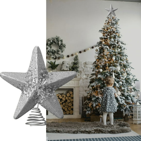 Wzzjkit Christmas Tree Topper, Five-pointed Star Tree Top Christmas Tree Decoration for Christmas/Holiday/Winter Home Party Decor Christmas Tree Star 8in