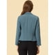 thumbnail image 4 of INSPIRE CHIC Chaqueta abierta de la chaqueta del traje de la cosecha del trabajo de la oficina del frente de las mujeres Azul Gris-Sólido M, 4 of 5