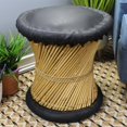 thumbnail image 4 of Natural Geo Moray Accent Stool - Faux Leather Black, 4 of 5