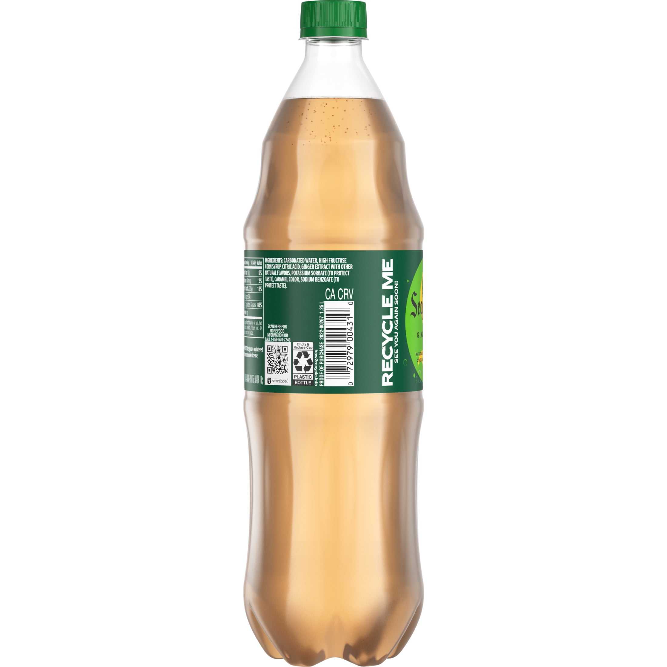 Seagram's Ginger Ale Soda Pop Bottle, 1.25 Liters