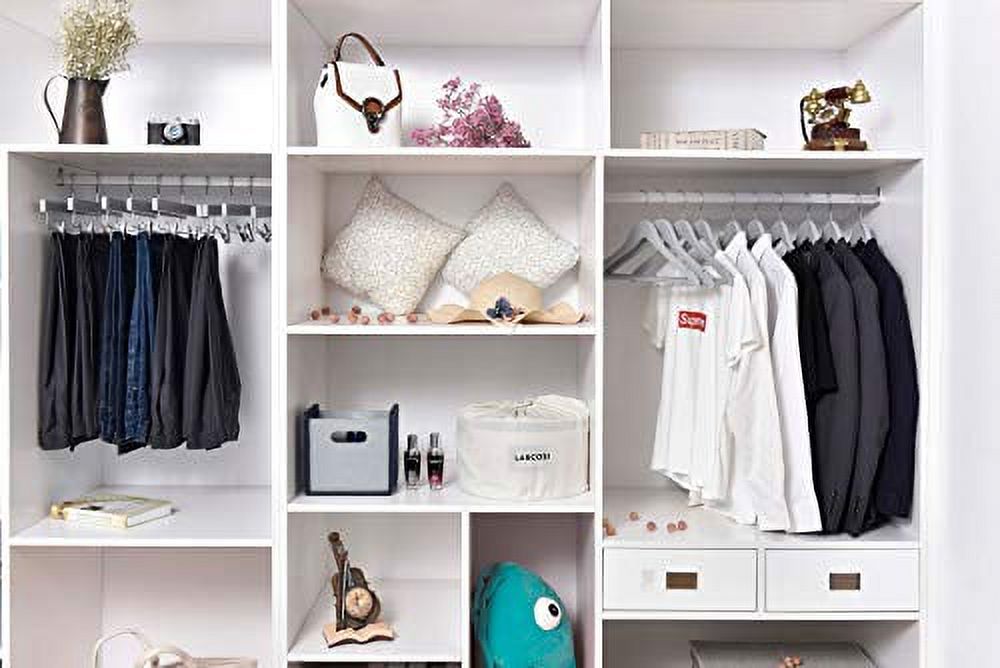 Quality Wooden Hangers - Slightly Curved Hanger Set of 80-Pack - Solid Wood Coat Hangers with Stylish Chrome Hooks - Heavy-Duty Clothes, Jacket, Shirt, Pants, Suit Hangers (Gray, 80)
