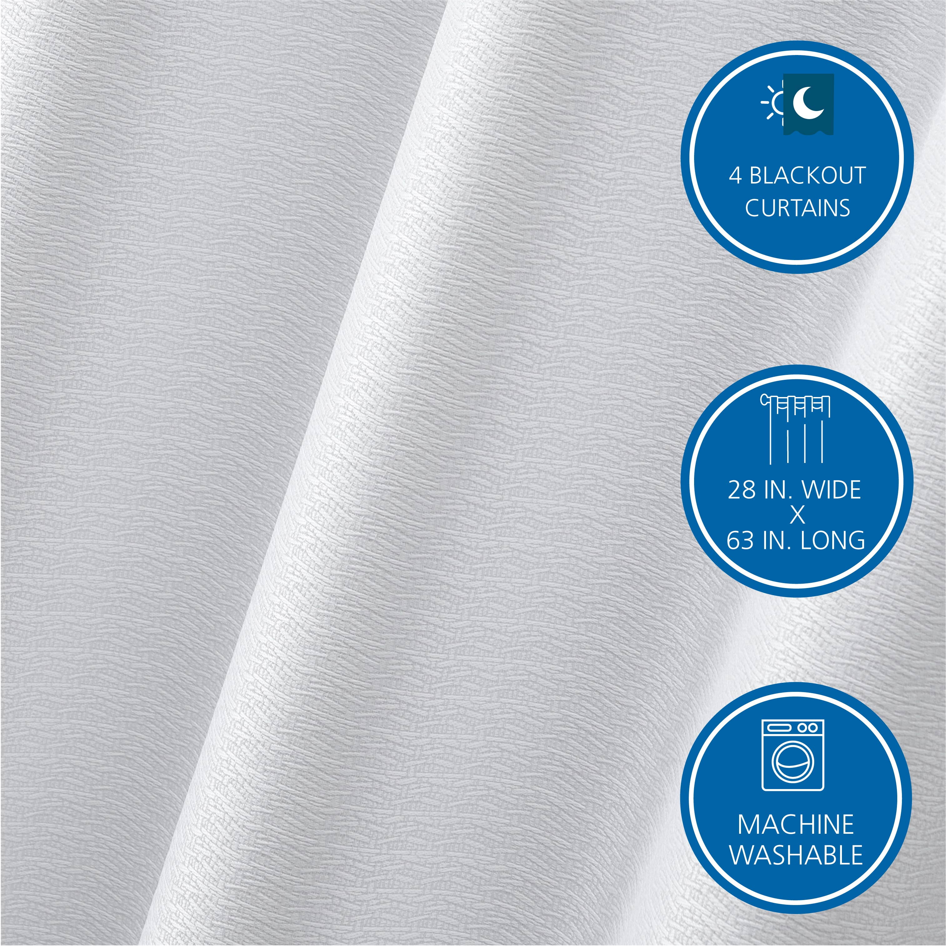 (2 pack) Mainstays 4 of a Kind Blackout Curtain Panels, Set of 4, White, 28" W x 63" L