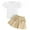 Khaki, variant on Toddler Girl 2PCS Summer Outfits Puff Short Sleeve Ribbed Knit Tops Mini Skirt Set Cute Girl Clothes (Hot Pink, 6 Years)