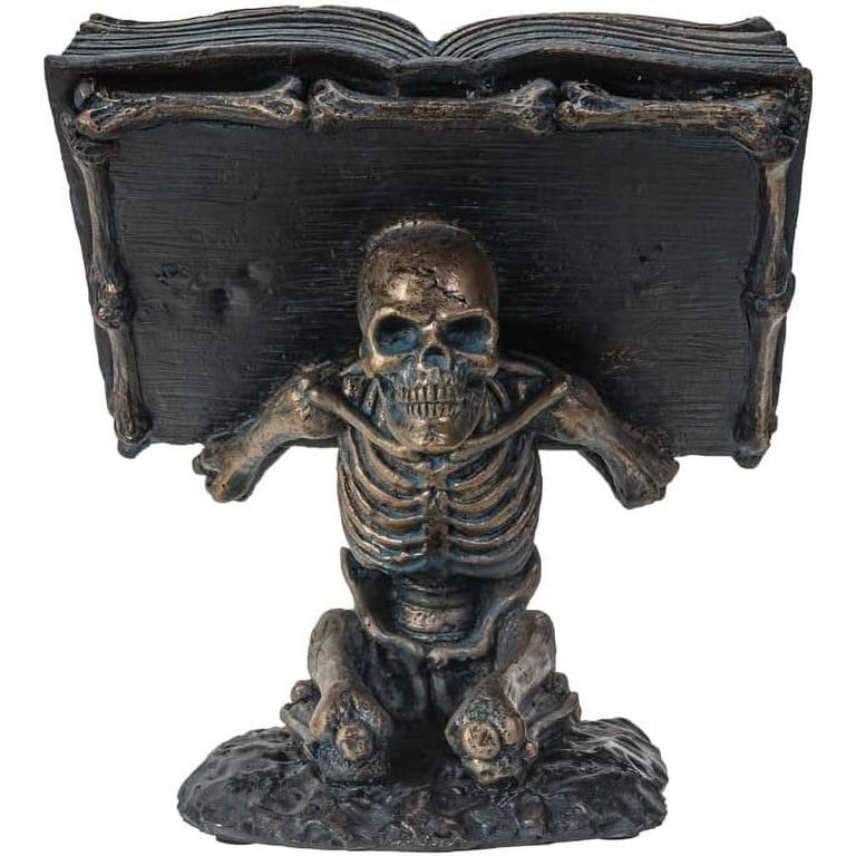 Pacific Giftware Spell Book Skeleton Podium Gothic Horror Home