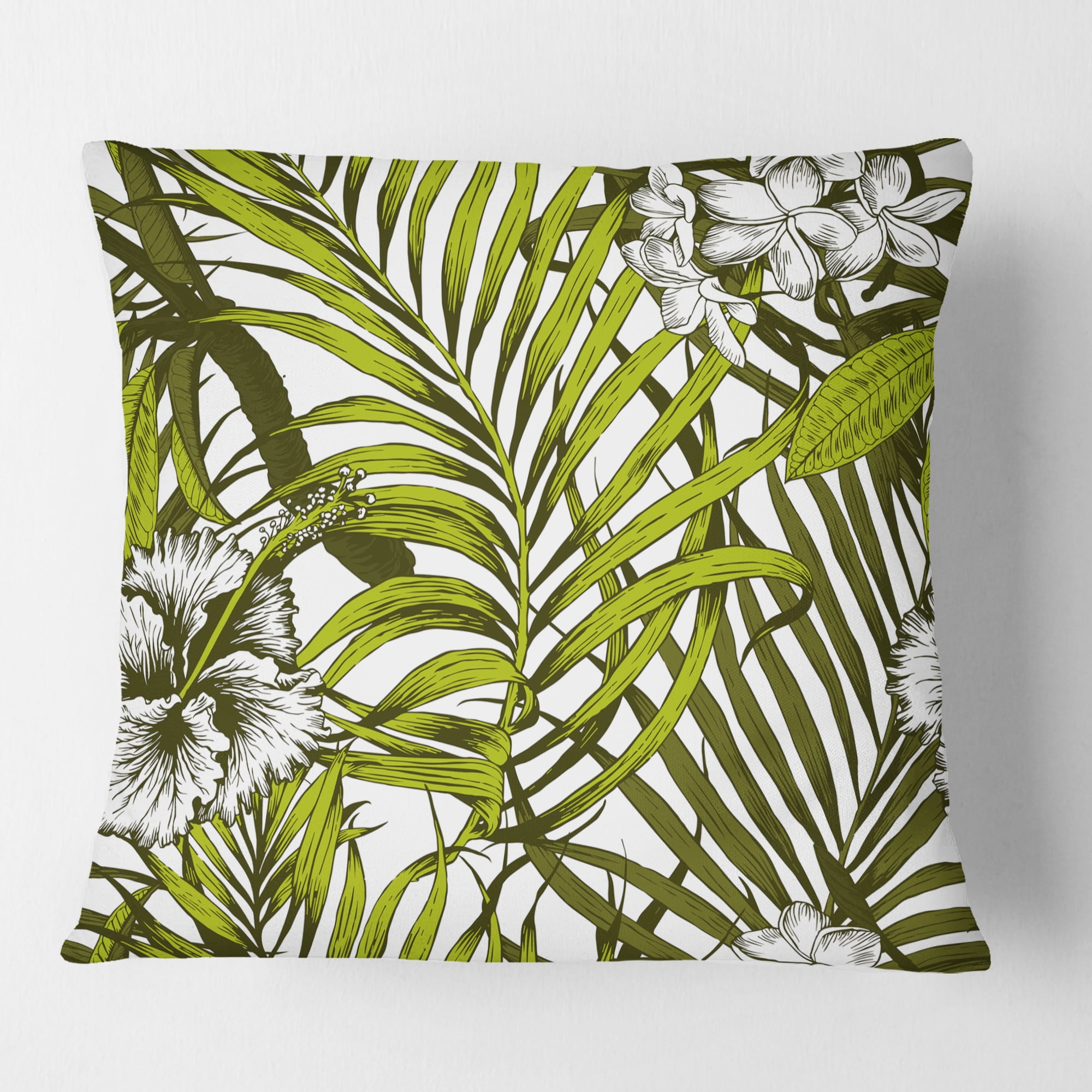 Designart Tropical Palm Leaves I' Mid-Century Modern Throw Pillow - 18x18