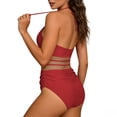 thumbnail image 5 of Xdegoge One Piece Swimsuit for Women, High Waisted with Cut Out Midriff, Deep V Neck, Halter Straps, Tummy Control, Modest Beachwear Summer Swimming Swim Suit with Padding, 5 of 5