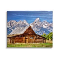Stupell Industries Cabin Mountain Range Landscape Landscape Photography Gallery Wrapped Canvas Print Wall Art
