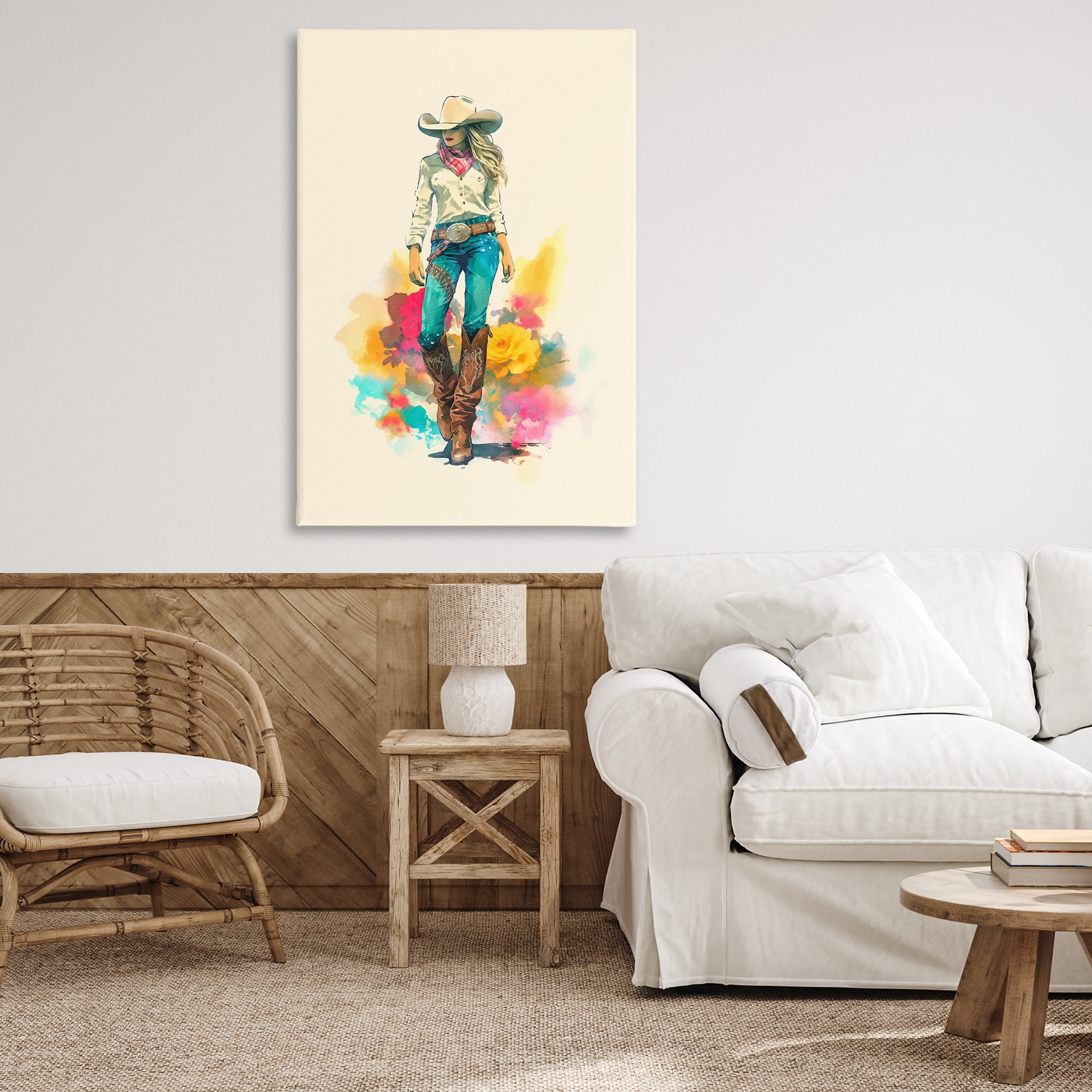 Stupell Industries Prairie Princess Cowgirl People Painting Wrapped Canvas Art Print Wall Art, 30 x 45