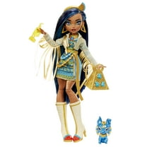 Monster High Cleo De Nile Fashion Doll with Blue Streaked Hair, Accessories & Pet Dog