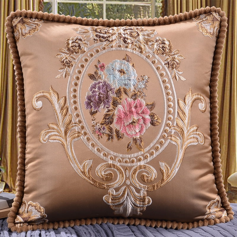 Set of 4 Cushion Covers 48 x 48 cm Decorative Retro Soft Pillow Case for Home Living Room Bedroom Sofa