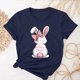 thumbnail image 4 of Camisetas de Cuello de Tripulación de Manga Corta para las Mujeres Cartas de Impresión de Pascua Camiseta de Manga Corta, Spandex de Poliéster, 4 of 5