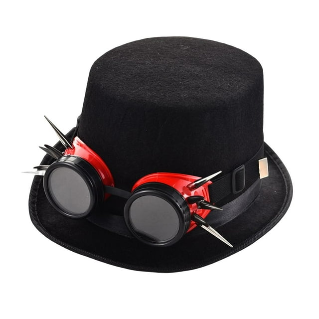 Gothic Goth Steampunk Top Hat with Goggles Cosplay Costume Hat DIY Yourself Jazz Style C