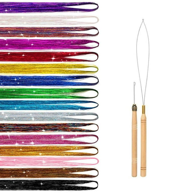 With Hair Braiding Tools Sparkle Shiny Hair Wig Colorful Colored Glitter Hair Thread Exquisite Glitter Hair Braiding Tools Exquisite Hair String Christmas