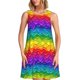 thumbnail image 1 of Balery Bright Rainbow Vestidos de verano para mujer con estampado: vestido holgado sin mangas, vestido playero informal y cómodo para días calurosos., 1 of 7