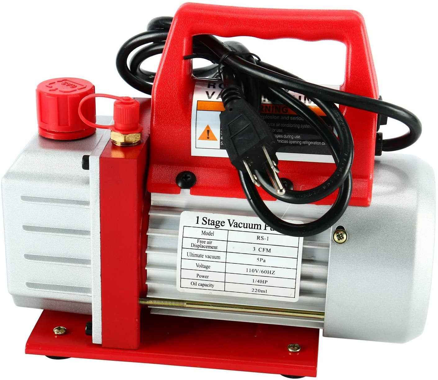 3 CFM Rotary Vane Vacuum Pump 1/4HP Refrigerant HVAC R134a R410a R22 