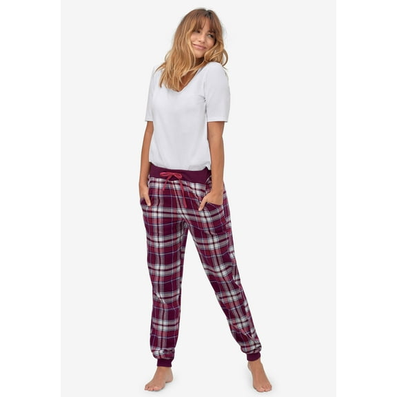 ellos Women's Plus Size Plaid Flannel Sleep Pants - 1X, Midnight Berry Plaid
