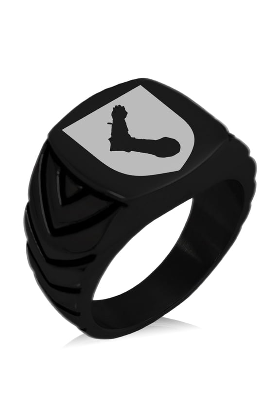 Stainless Steel Arm Armor Leadership Coat of Arms Shield Chevron Pattern Biker Style Polished Ring