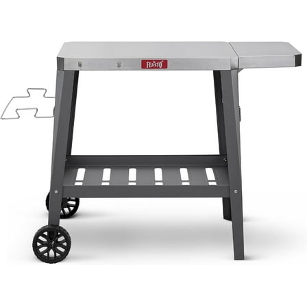 Outdoor Grill Cart, Pizza Oven Table with Wheels, Stainless Steel Countertop with Foldable Extension Table, Versatile Food Prep Grill Cart for Outdoor BBQ Cooking Gathering