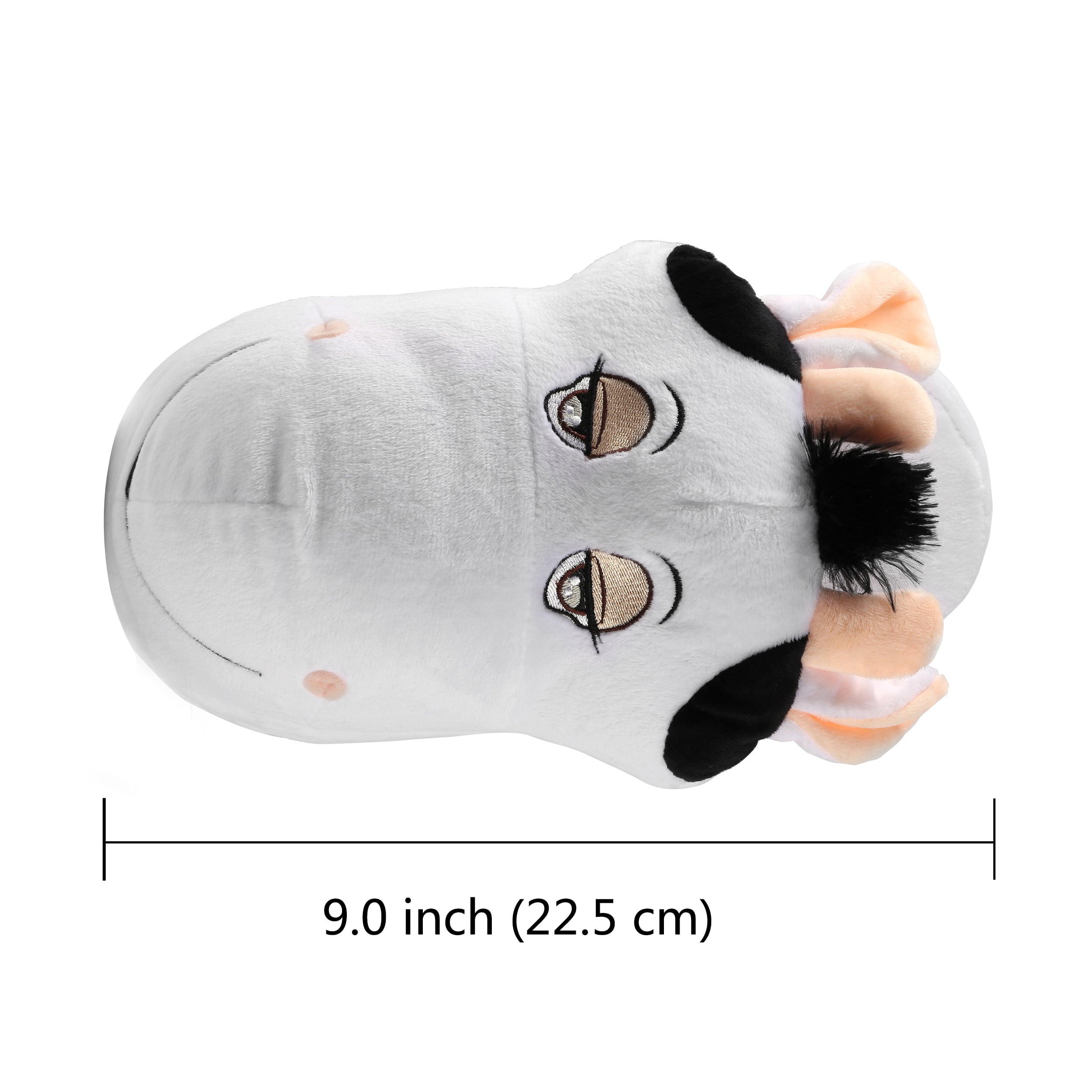Cute Cow Plush Slippers for Women & Teens – Cozy Fuzzy Indoor House Shoes – Fun Animal Bedroom Slippers – Black & White