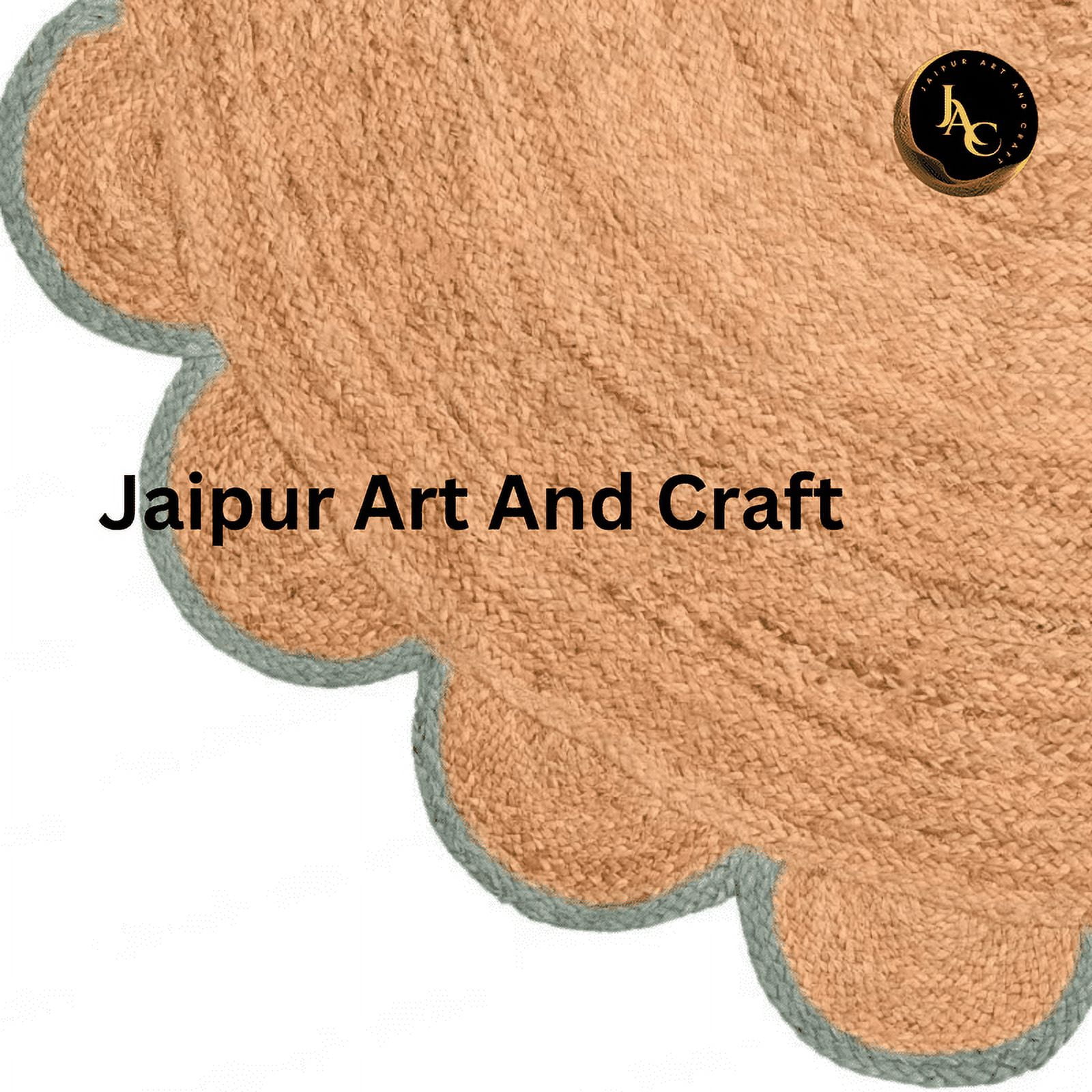Jaipur Art And Craft Round Jute Area Rug Bohemian Style Indian Natural Fiber Handmade Solid Pattern (7x7 Sq Ft)