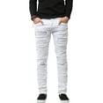 thumbnail image 2 of Ma Croix Mens Biker Jeans Distressed Ripped Zipper Straight Slim Fit Stretch Denim Pants, 2 of 4
