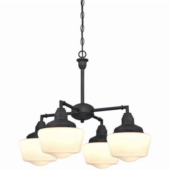 Westinghouse 6342000 Scholar Four-Light Indoor Convertible Chandelier/Semi-Flush Ceiling Fixture, Oil Rubbed Bronze Finish with White Opal Glass