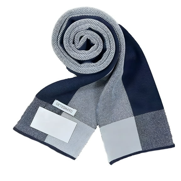 TELOLY Men Winter Warm Scarf Super Soft Non-Fading Wear Resistant Knitted Thick Windproof Fashion Neck Wrap Shawl