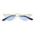 thumbnail image 1 of Funky Cropped Half Circle Flat Top Half Metal Rim Hippie Sunglasses Gold - Blue, 1 of 7