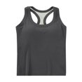 thumbnail image 2 of LYEAA Tank Top with Built in Bra Padded Sleeveless Crew Neck Basic Summer Casual Cropped Undershirt Solid Racerback Beach Pullover Vest Breathable Soft Loungewear Womens Going Out Clothes Gray S, 2 of 6