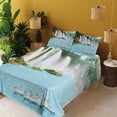 thumbnail image 2 of Ambesonne Waterfall Fitted & Top Sheet Set with Shams, Lake and Swans Nature, Blue Green White, 2 of 5