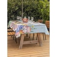 thumbnail image 2 of Outdoor Tablecloth with Umbrella Hole and Zipper, Easter Rectangle Table Cloth 60x120 Inch Waterproof Tablecloth, Spring Eggs Rabbit Ear Flowers Wooden Grain Picnic Table Cover for Patio Camping, 2 of 7