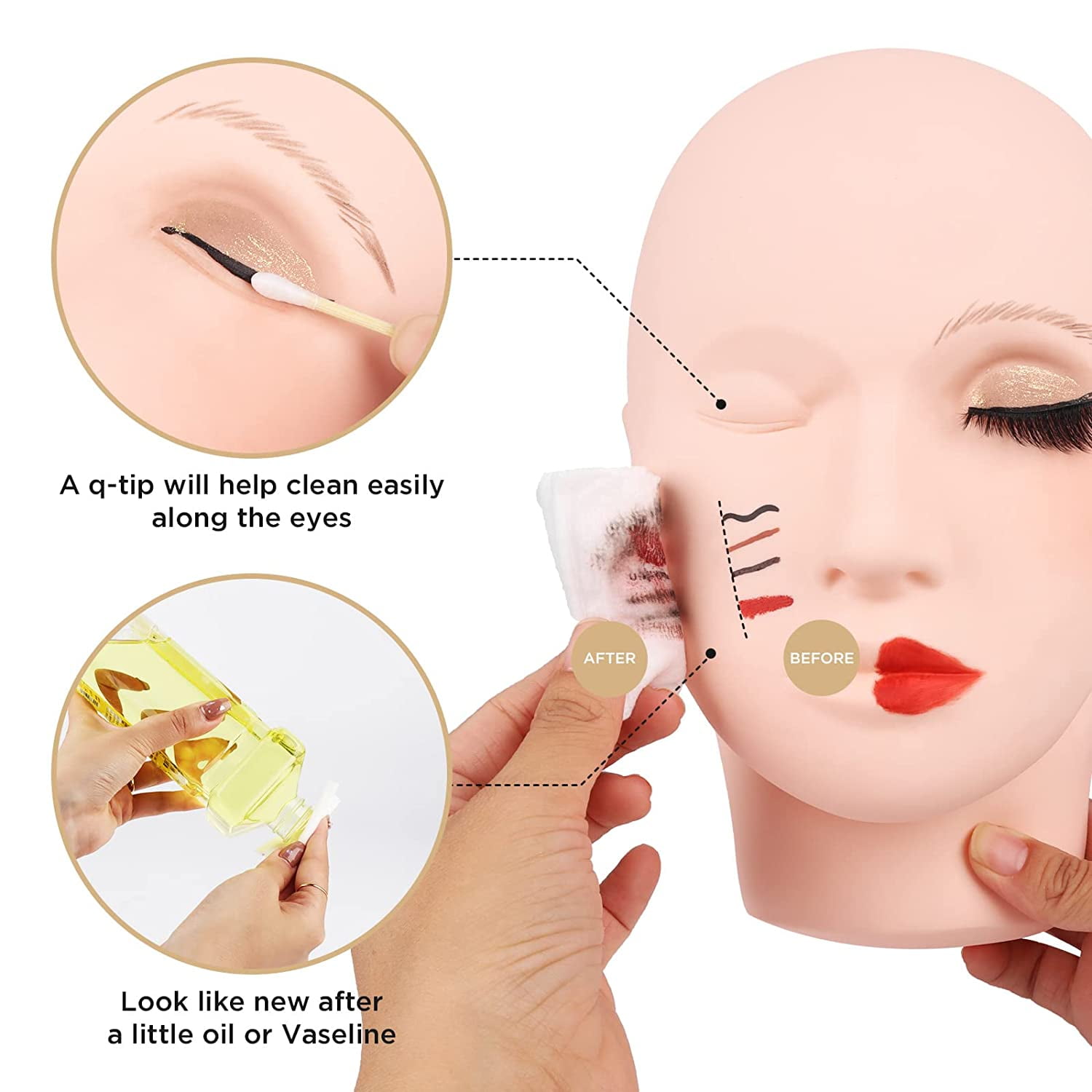 Rubber Practice Training Head Eyelash Extension Cosmetology Mannequin Doll  Face Head For Eyelashes Makeup Practice Model - Price history & Review, AliExpress Seller - butyselon makeup tools Store