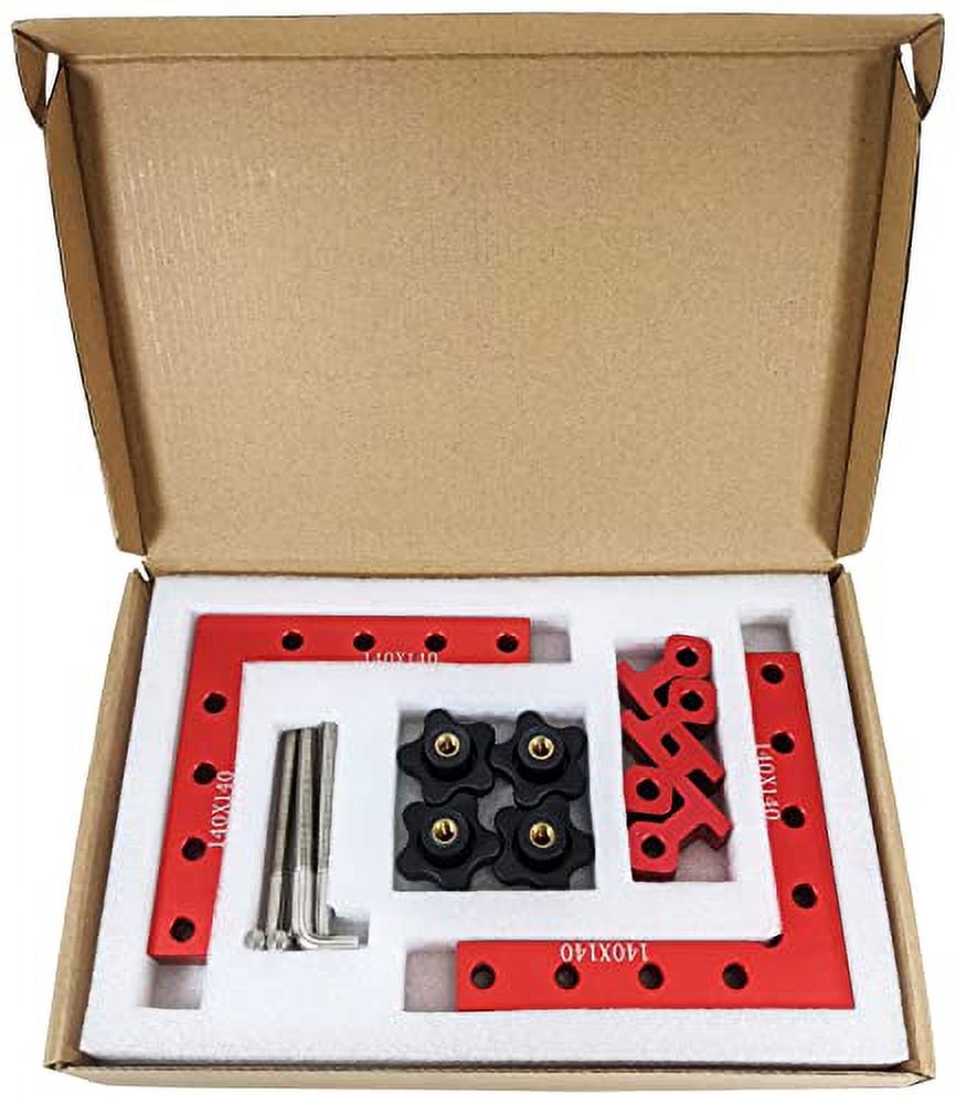 90 Degree Positioning Squares with 4 Clamps, 5.5" x 5.5" Sturdy Aluminum Alloy L-Type Right Angle Corner Clamp for Picture Frame Box, Cabinets, Drawers, Woodworking or Welding