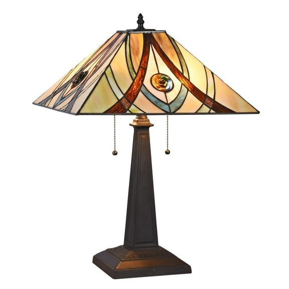 CHLOE Lighting ORSON Tiffany-style 2 Light Mission Table Lamp 16" Shade