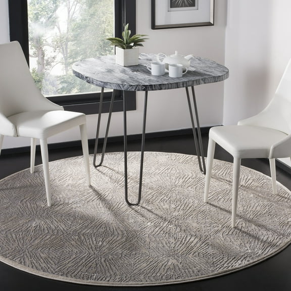 SAFAVIEH Meadow Eanna Abstract Area Rug, Ivory/Grey, 6'7" x 6'7" Round