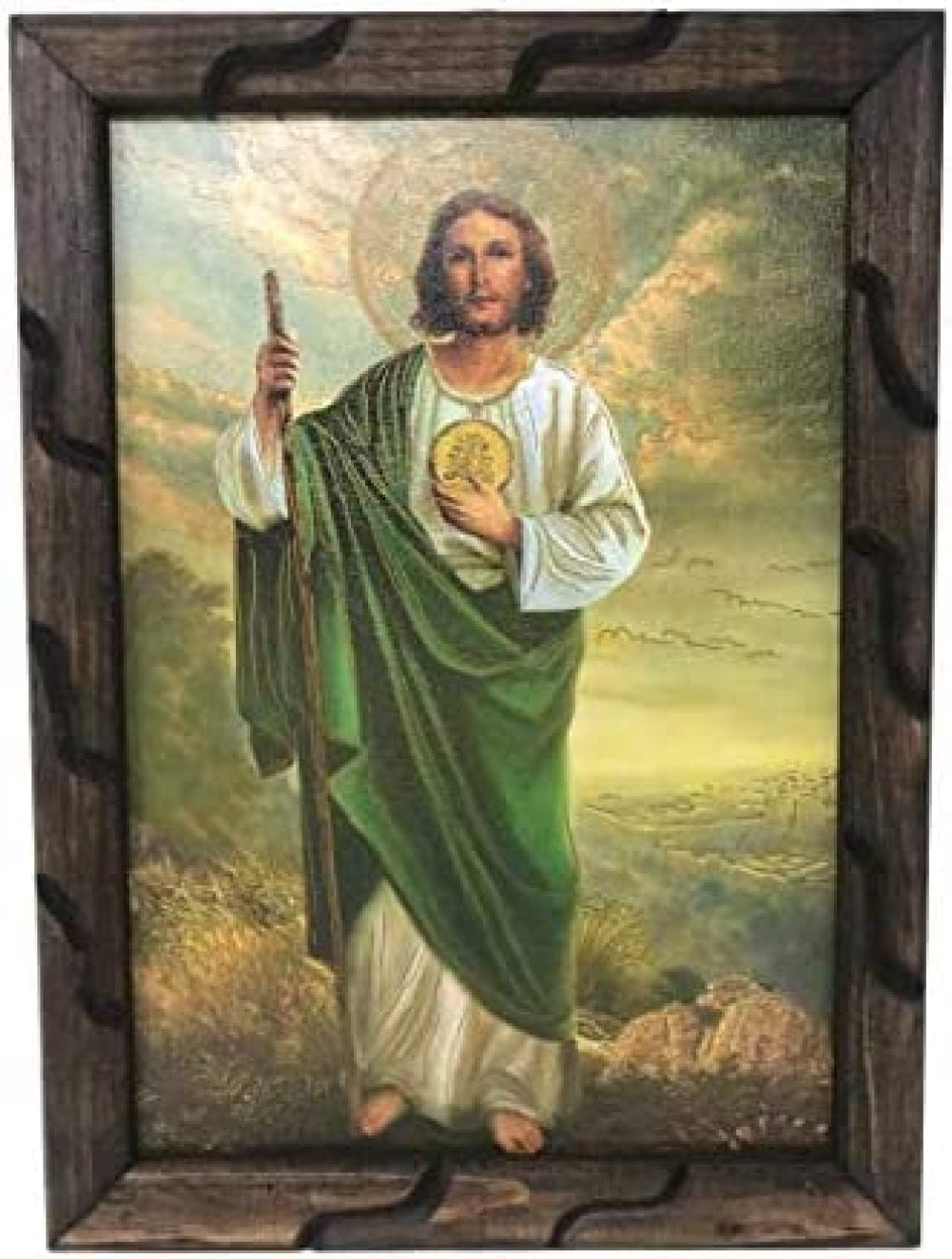 San Judas Tadeo Imagen en Cuadro Madera Rustico 13 x18, St Jude Frame 