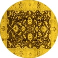 thumbnail image 1 of Ahgly Company Indoor Round Oriental Yellow Traditional Area Rugs, 7' Round, 1 of 4