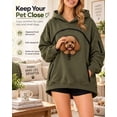 thumbnail image 2 of Pet Pouch Hoodie for Women, Cat Dog Carrier Sweatshirt with Easy-Clean Zipper Pet Pouch, Oversized Long Sleeve Pullover(Army Green,2XL), 2 of 9