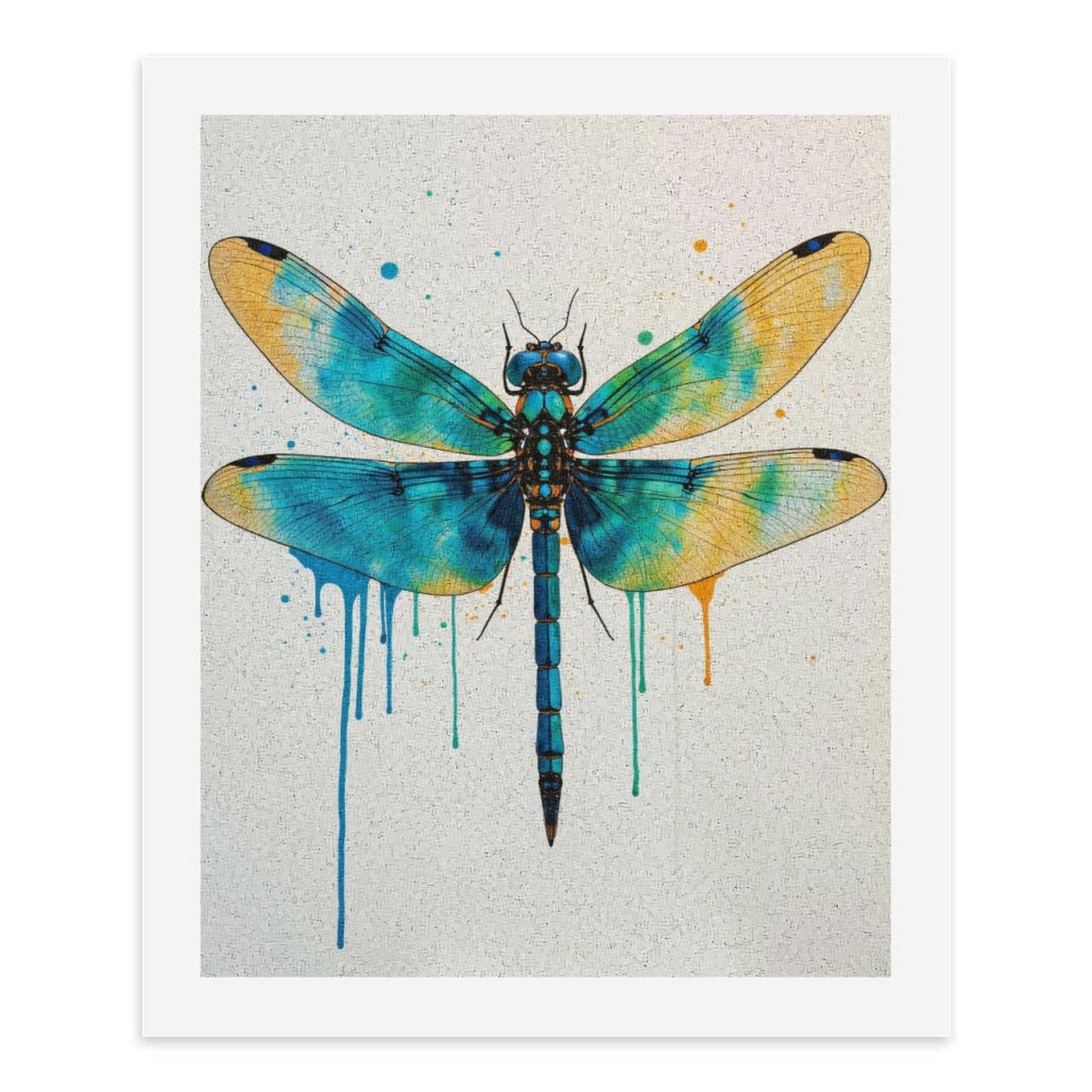 Paint By Numbers Kit for Adults Beginner - DIY Blue Dragonfly Art Splatter Canvas Painting Kits for Adults, Frameless Paint By Number for Adults for Home Wall Decor 16x20 Inch