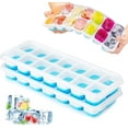 thumbnail image 1 of Paquete de 2 bandejas de silicona para cubitos de hielo con tapa, ahorro de espacio y apilables, certificado LFGB y sin BPA, bandejas cuadradas para cubitos de hielo fáciles de quitar Vhermosa ZYY-0310, 1 of 5
