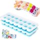 thumbnail image 1 of Bandeja de cubitos de hielo de silicona de 2 piezas con tapa, ahorro de espacio, apilable, certificado LFGB y libre de BPA, bandeja de cubitos de hielo cuadrada de fácil extracción Vhermosa ZYY-0310, 1 of 4