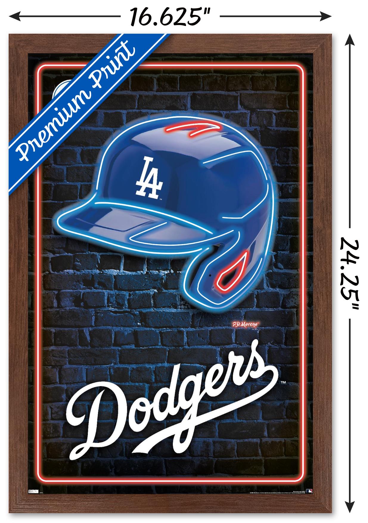 MLB Los Angeles Dodgers - Neon Helmet 23 Wall Poster, 14.725" x 22.375" Framed
