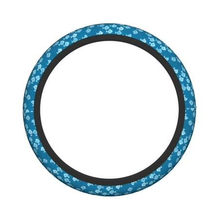 XMXY Car Steering Wheel Cover, Ocean Blue Fish Non-Slip Jeep Truck Universal Elastic Steering Wheel Protector 15 inch