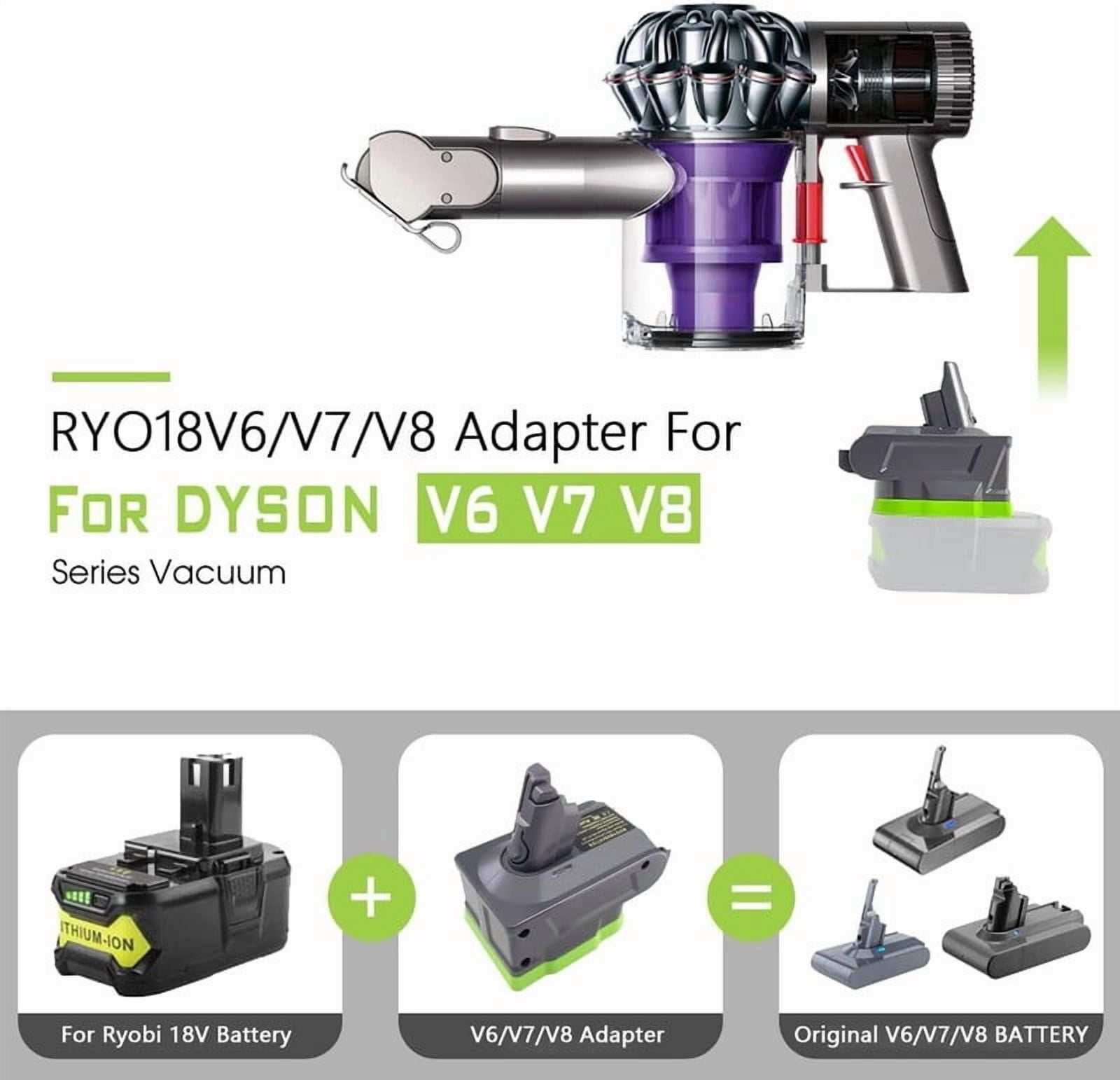 3-in-1 V6/V7/V8 Adapter for Ryobi 18V ONE+ Battery Convert to for Dyson V6/V7/V8