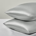 thumbnail image 2 of Funda de almohada de satén para cabello y piel Queen - Funda de almohada de seda gris plata 2 piezas, 2 of 5