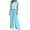Sky Blue, variant on Zynoxe Plus Size Pajamas Set Women Contrast Trim Short Sleeve Tops and Wide Leg Pants Sleepwear Sets Casual Stretchy Loose Lounge Sets