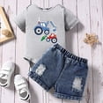 thumbnail image 2 of Baby Boys Shorts Outfit Set Short Sleeve Tops with Cartoon Print and Denim Shorts Set Toddler Boy Summer Clothes, 2 of 6