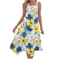 thumbnail image 2 of Offres d'Économies d'Été Cagogo Robe d'Été Décontractée pour Femmes Sans Manches Florale Fluide Évasée Tendance Robe de Cocktail de Vacances Ourlet Asymétrique Bretelles Spaghetti Robe de Plage Ample, 2 of 6