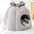 thumbnail image 2 of Cama tipo cueva para gatos, lavable, autocalentable, cálida y acogedora para gatitos pequeños y medianos. Gris, 2 of 9