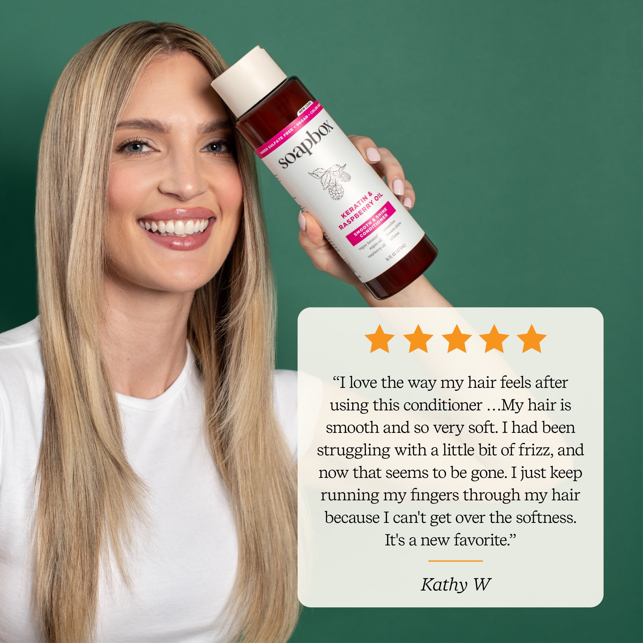 Soapbox Vegan Keratin & Raspberry Seed Oil Smoothing Conditioner with Argan Oil, 16 fl oz